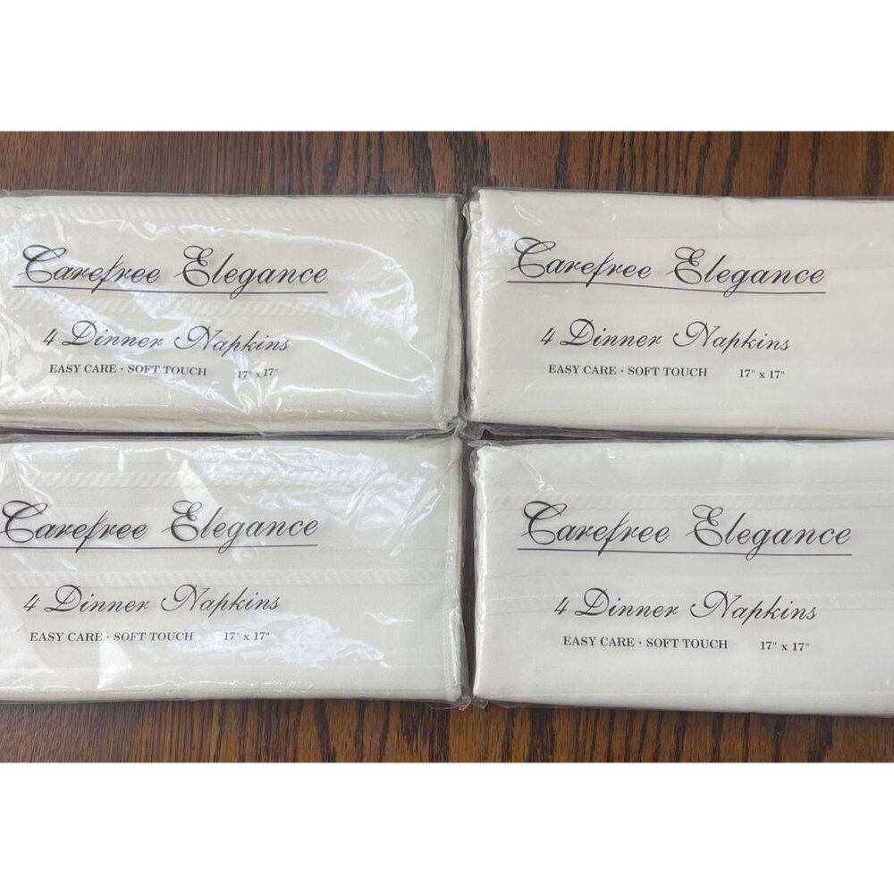 4 Bardwil Dinner Napkins Pack Ivory Linen Easy Care Soft Touch 17" x 17" New 16